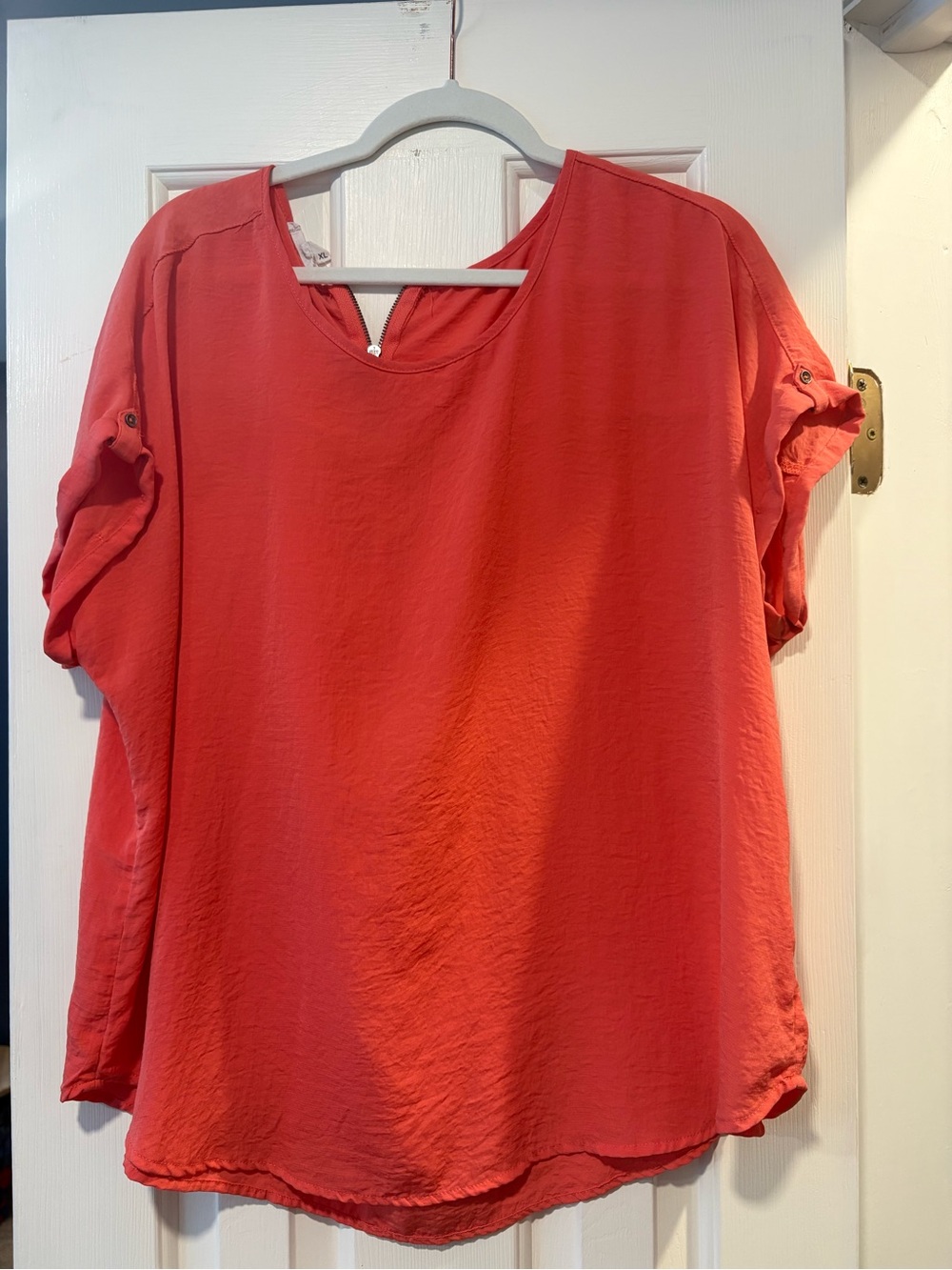 Maurices Coral Short-Sleeve Roll-Tab Tunic